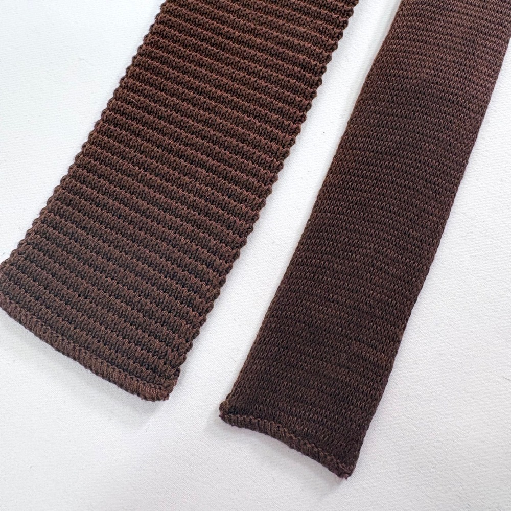 Rooster Cottonit Knit Tie Brown Vintage Cotton Lisle Square End Foley's Mens